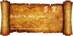 Bobák Nándor névjegykártya